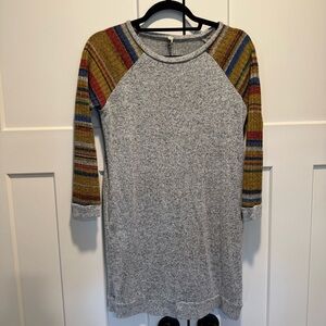 Pomelo Gray Dress with Striped Sleeves Size Large